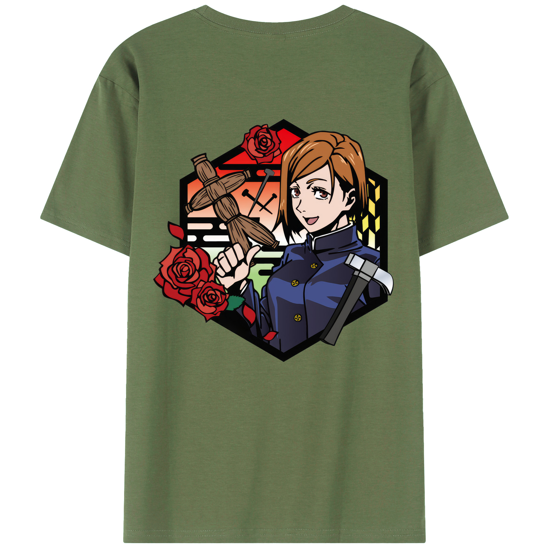 （画像用） 呪術廻戦 Jujutsu Kaisen 綿100％ メンズ半袖Tシャツ（バックプリント） 通気性